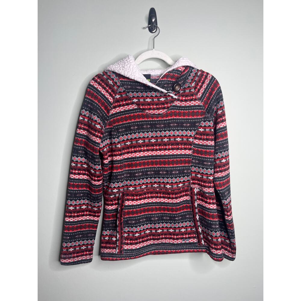 Koppen Sherpa Hoodie Red Snowflake Large